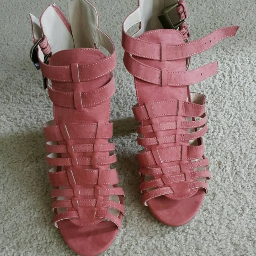 Missguided pink gladiator heels Size 9